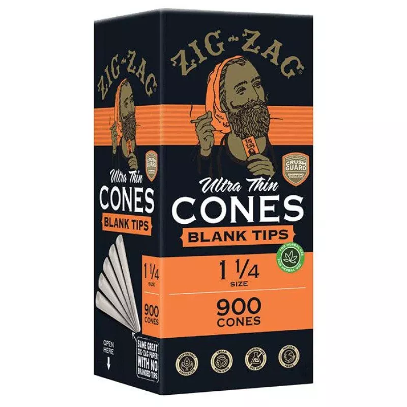 Zig-Zag 0.5 Gram 1 1/4 Blank Tip Ultra Thin Bulk Cones – 900 Cone Carton – Case of 6 Cartons